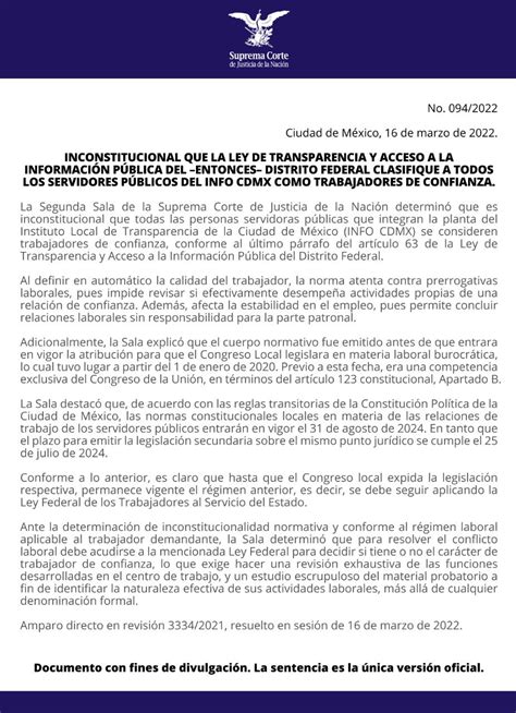 Suprema Corte On Twitter Comunicado Hasta Que Congreso Cdmex Expida