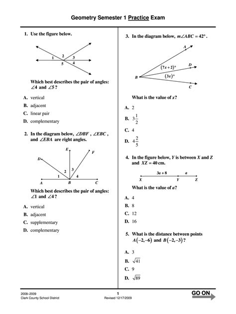geometry semester  final exam answer key  fill  sign