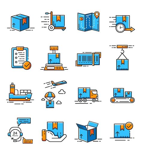 Ensemble d icônes de service logistique et de livraison Vecteur Premium