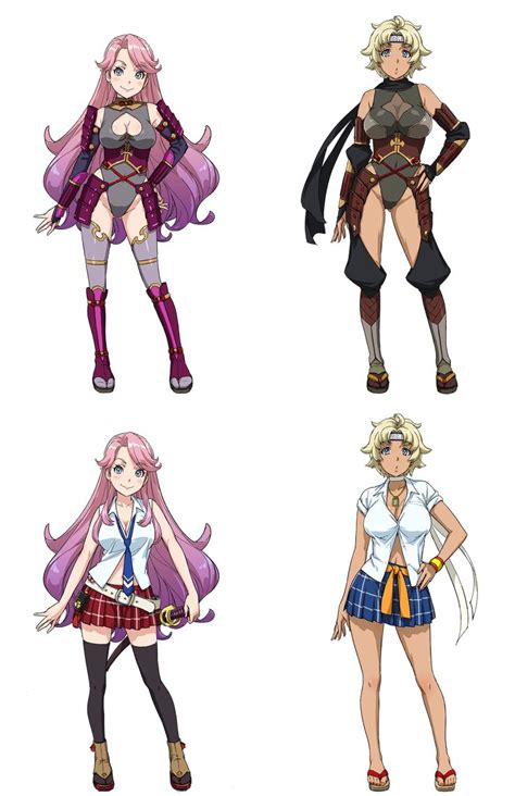 Four Anime Characters In Different Outfits