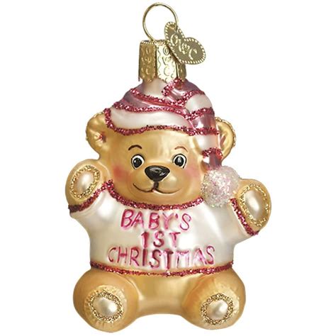 Old World Christmas Baby S 1St Teddy Bear Glass Ornament Companionship