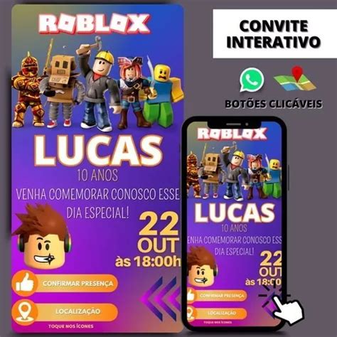 Convite Virtual Interativo Roblox Parcelamento Sem Juros