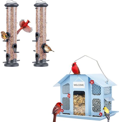 Amazon Kingsyard Pack Tube Bird Feeders For Outdoors Hanging