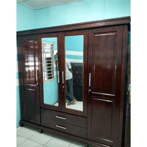 Jual Lemari Pakaian Kayu Padu 4 PIntu MR Shopee Indonesia