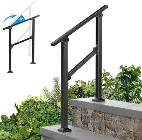 JOPHUN Outdoor Stair Railing 2 Steps Outdoor Handrails For Outdoor