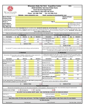 Fillable Online Exposition Center Exhibitor Services Order Form