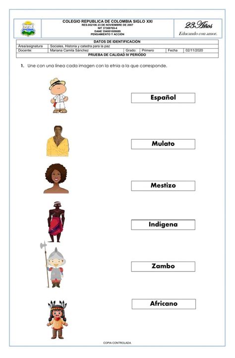 Etnias En Colombia Worksheet Actividades Del Cuerpo Humano