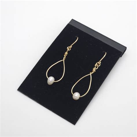 Pearl Teardrop Earrings Handmade In 12k Solid Gold And Genuine Natural Pearl Etsy