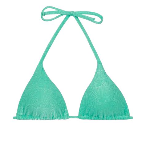 Reggiseno Bikini Triangolo Verde Acqua Con Disegno Conchiglie Top