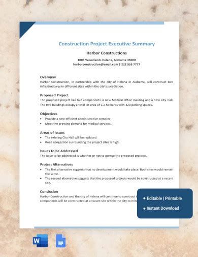 FREE 20 Construction Project Samples In MS Word Google Docs Google