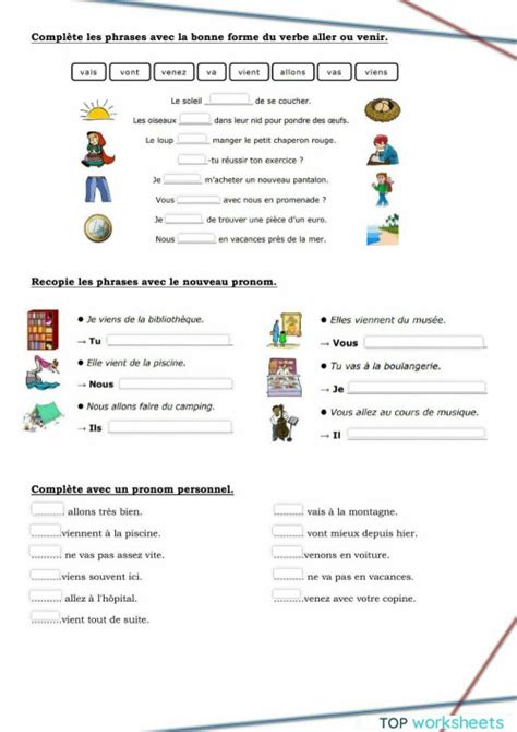 Exercice Aller Fiche Interactive Topworksheets