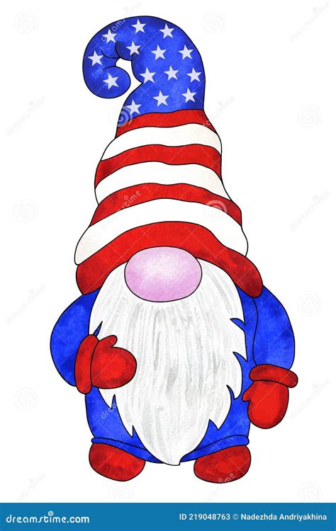 Patriotic Gnome In American Flag Colors Stock Illustration