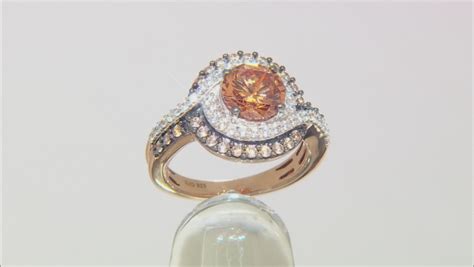 Brown And White Cubic Zirconia 18k Rose Gold Over Silver Ring 455ctw