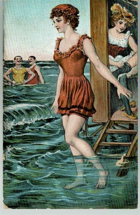 Theochrom Series Postcard Edwardian Beauty Emerging From Bathing