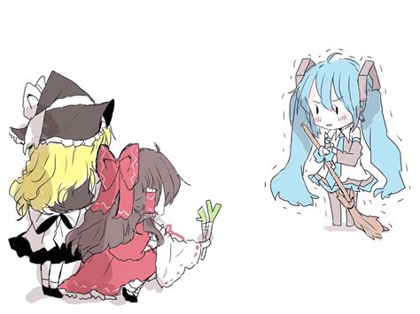 博麗霊夢 初音ミク 霧雨魔理沙 「追いかけ呼び寄せる 」 Sakiのイラスト