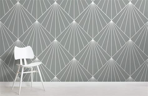 Grey Art Deco Print Wallpaper Geometric Pattern Muralswallpaper In