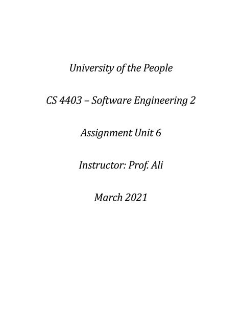 Cs Unit Wa Software Engineering Course Assignments