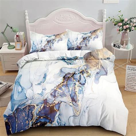 Marble Bedding Set Kingqueen Size Grey Gold Marble Duvet Cover Men