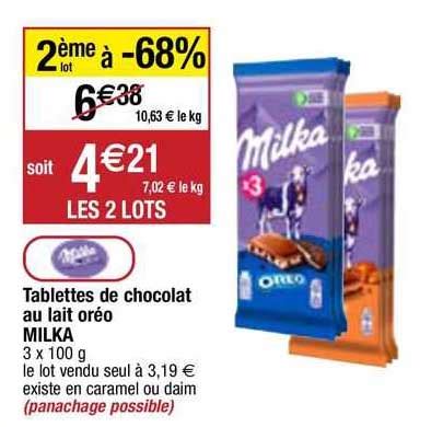 Promo Tablettes De Chocolat Au Lait Or O Milka Chez Migros France