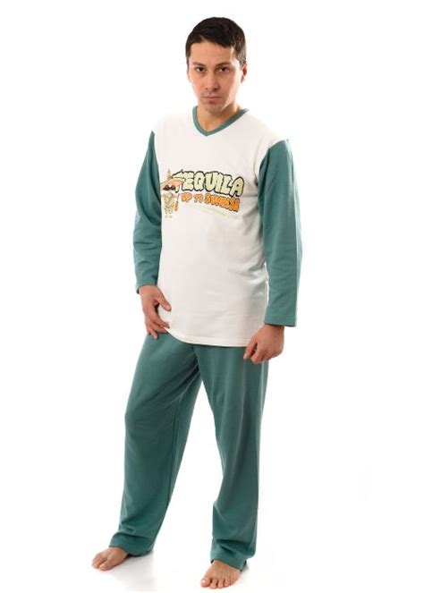 Mens Winter Wadded Woven Pyjamas With V Neck Bstyle