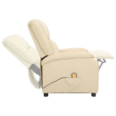 YAJ Fauteuils Fauteuil inclinable de massage électrique Crème Cuir