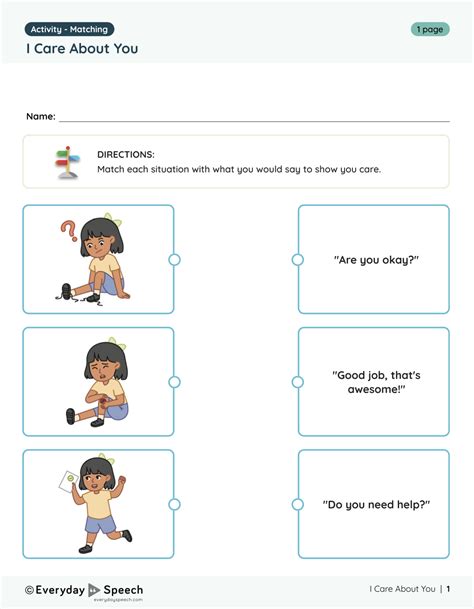 Free Empathy Worksheet For High School Everyday Speech Worksheets