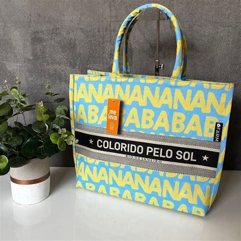 Bolsa Sacola Farm Praia Estampada Colorido Pelo Sol Verão Shopee Brasil