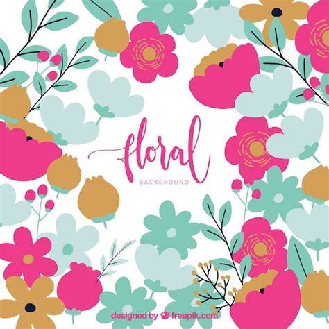 Fondo Floral Colorido En Estilo Plano Vector Gratis