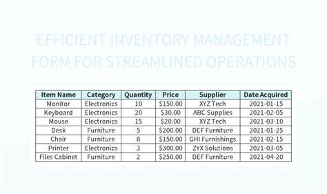 Efficient Inventory Report Form For Streamlined Management Excel