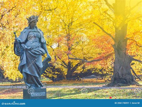 Statue Representing Austria In The City Park Stadtpark A Green Island