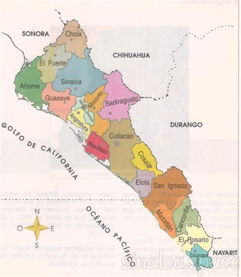 Mapas de Sinaloa con división política por municipios