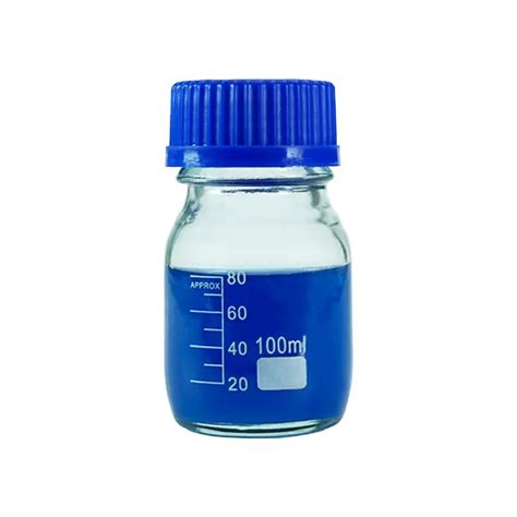 Ml Laboratory Round Glass Bottle With Gl Blue Screw Cap Glass