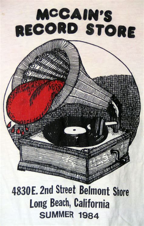 groovy and/or totally rad — T-shirt from McCain’s Record Store in Long