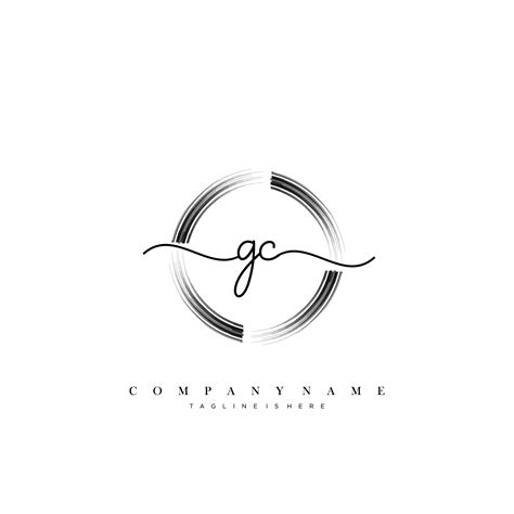 Gc Initial Handwriting Minimalist Geometric Logo Template Vector