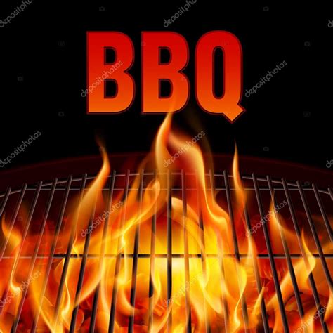 Closeup Bbq Grill Fire On Black Background Stock Vector Image By