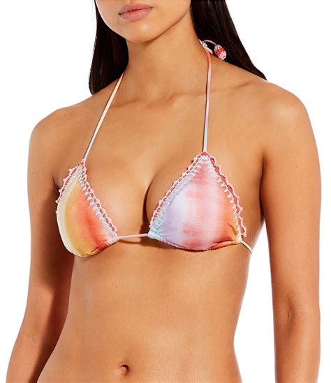 Gianni Bini X Dannijo Skye Ombre Crochet Trim Triangle Bralette Swim Top And Sloane Side Tie Swim