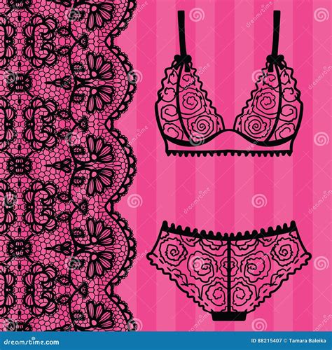 Hand Drawn Lingerie Panty And Bra Set Stock Vector Illustration Of