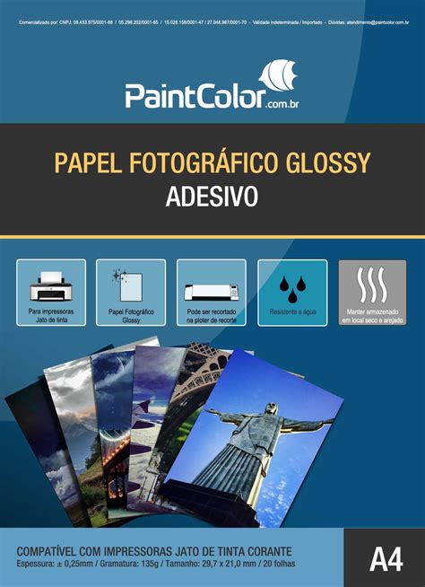 Papel Fotogr Fico Adesivo Glossy Para Jato De Tinta G A Folhas