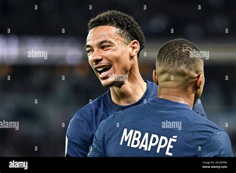 Paris France 14th May 2023 Kylian Mbappe And Hugo Ekitike Celebrate