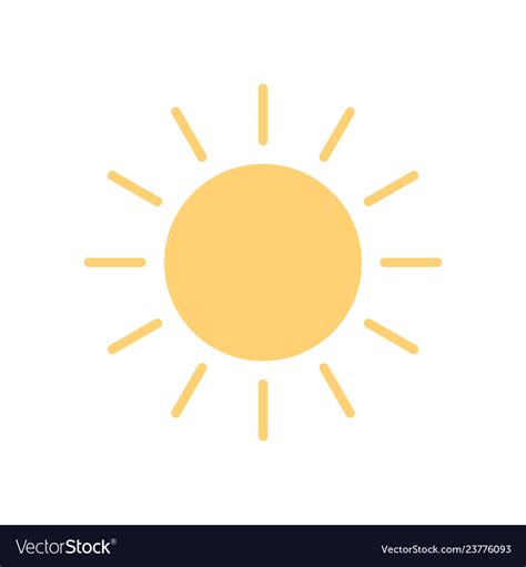 Sun Icon In Flat Style Sunny Weather Isolated Vector Image