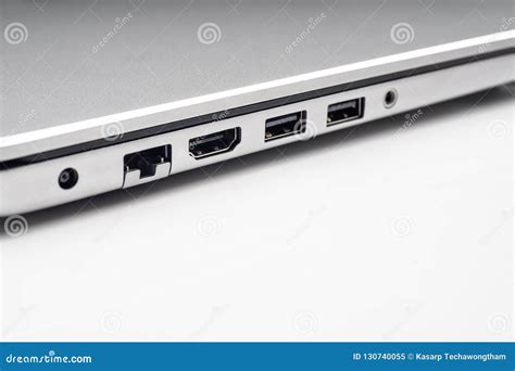 LAN , HDMI , Firewire And Usb Ports Of Laptop Computer On White Stock Image - Image of cable ...