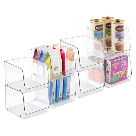 Mdesign Modern Stackable Plastic Open Front Dip Storage Organizer Bin