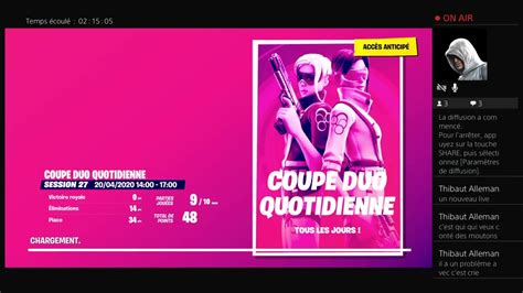 Live Fortnite Tournoi Duo Fr Youtube