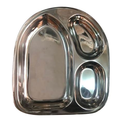 Stainless Steel Plain Silver Compartment SS Plate For Restaurant At Rs