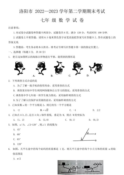 河南省洛阳市2022 2023学年七年级下学期7月期末数学试题（含答案） 21世纪教育网