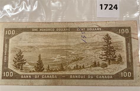 CANADIAN 100 DOLLAR BILL - 1954