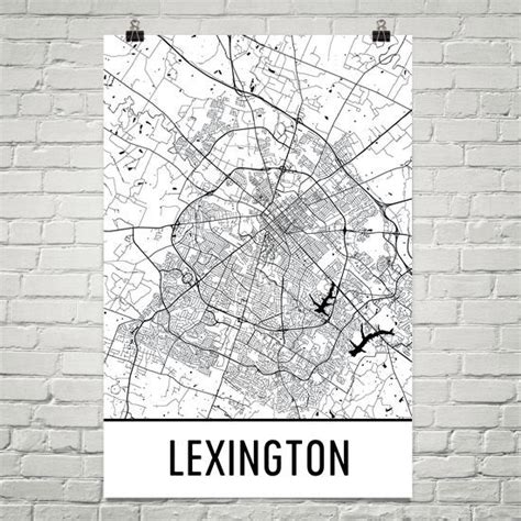 Lexington KY Street Map Poster - Wall Print by Modern Map Art