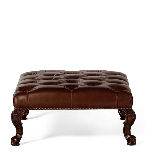 Ralph Lauren Home Beech And Leather Chatsworth Cocktail Ottoman