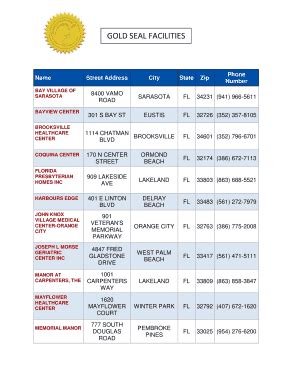 Fillable Online GOLD SEAL FACILITIES Fax Email Print PdfFiller