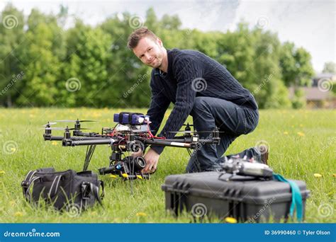 Portrait of an UAV Aerial Photography Stock Photo - Image of multirotor ...